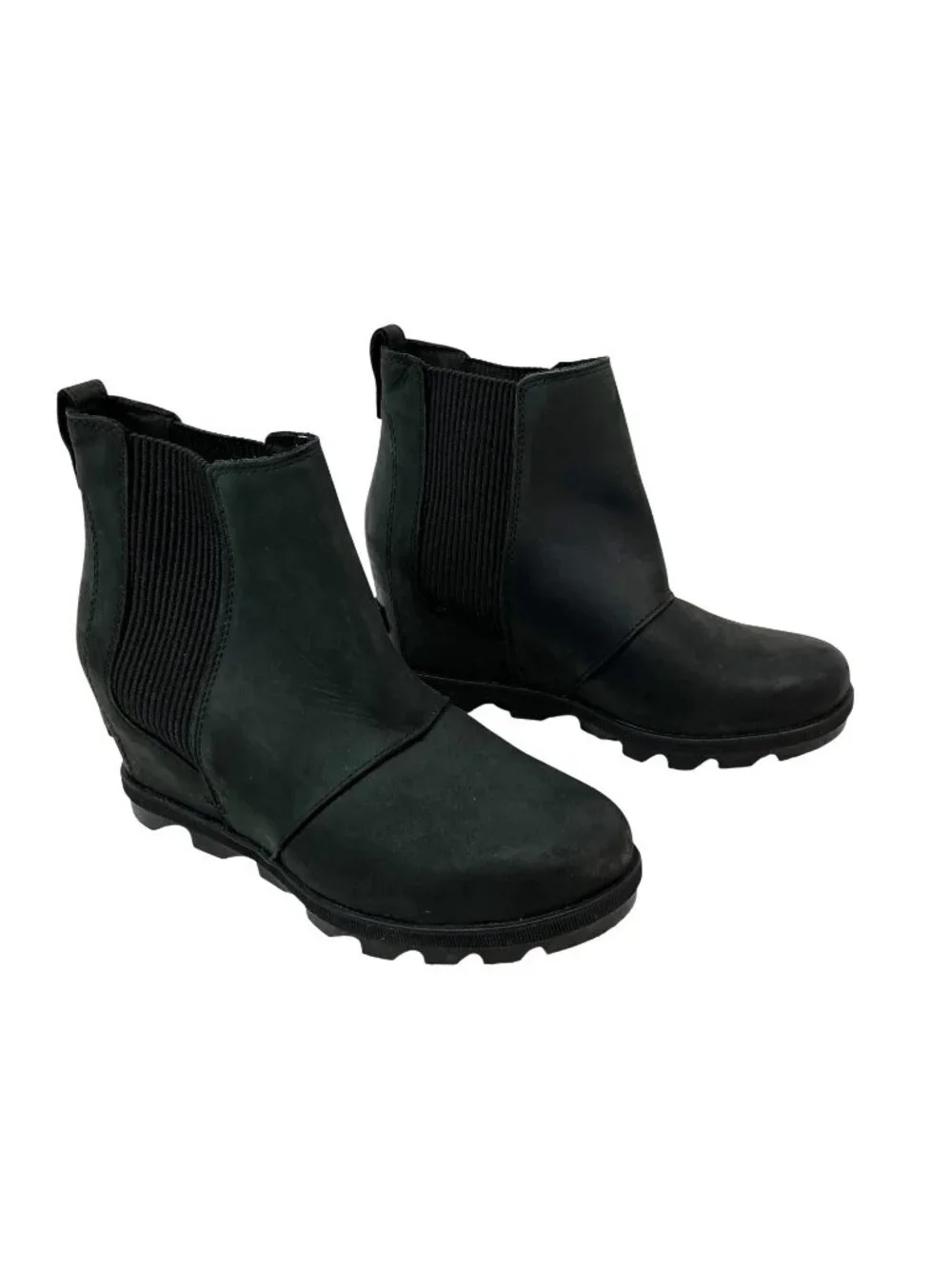 Sorel Joan Of Arctic Wedge II Chelsea Leather Boots Womens 8 Black NL3022